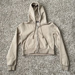 Tan brandy Melville cropped zip up
